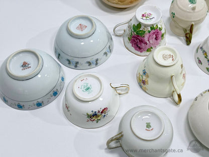 Vintage + Antique Bone China Teacups & Serving Pieces Lot 20 PCS England Floral Mixed Set