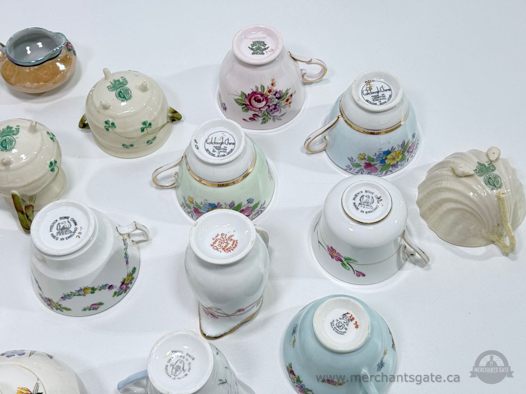 Vintage + Antique Bone China Teacups & Serving Pieces Lot 20 PCS England Floral Mixed Set