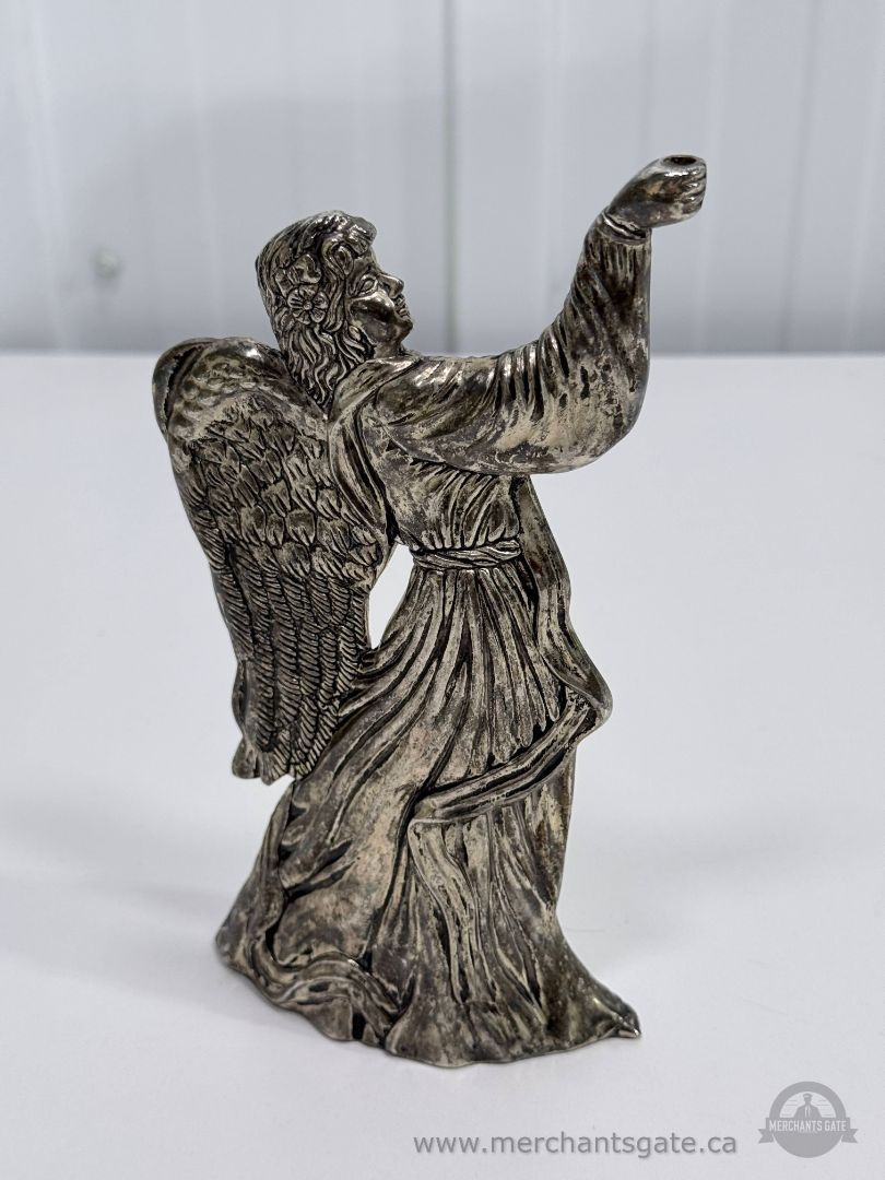 Silver Plated Angel Figurine Decorative Ornament Winged Angel Statue Home Decor