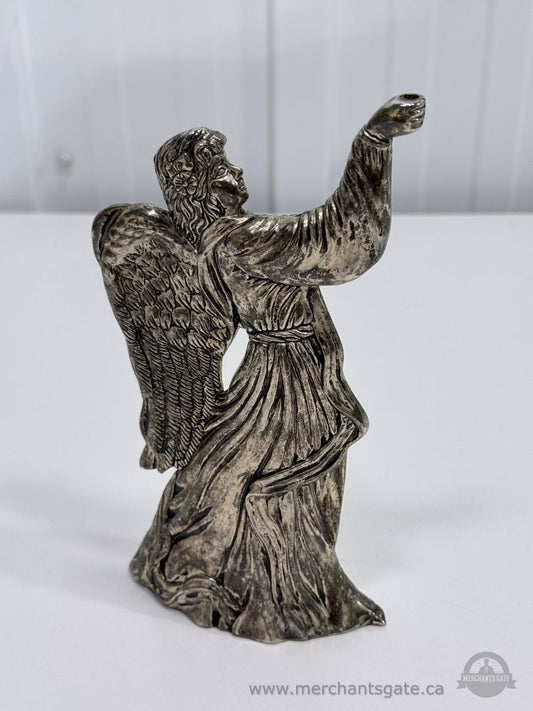 Silver Plated Angel Figurine Decorative Ornament Winged Angel Statue Home Decor
