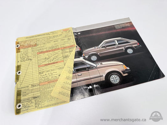 1982 Ford Escort Brochure Original Dealer Sales Sheet w/ Purchase Order Document