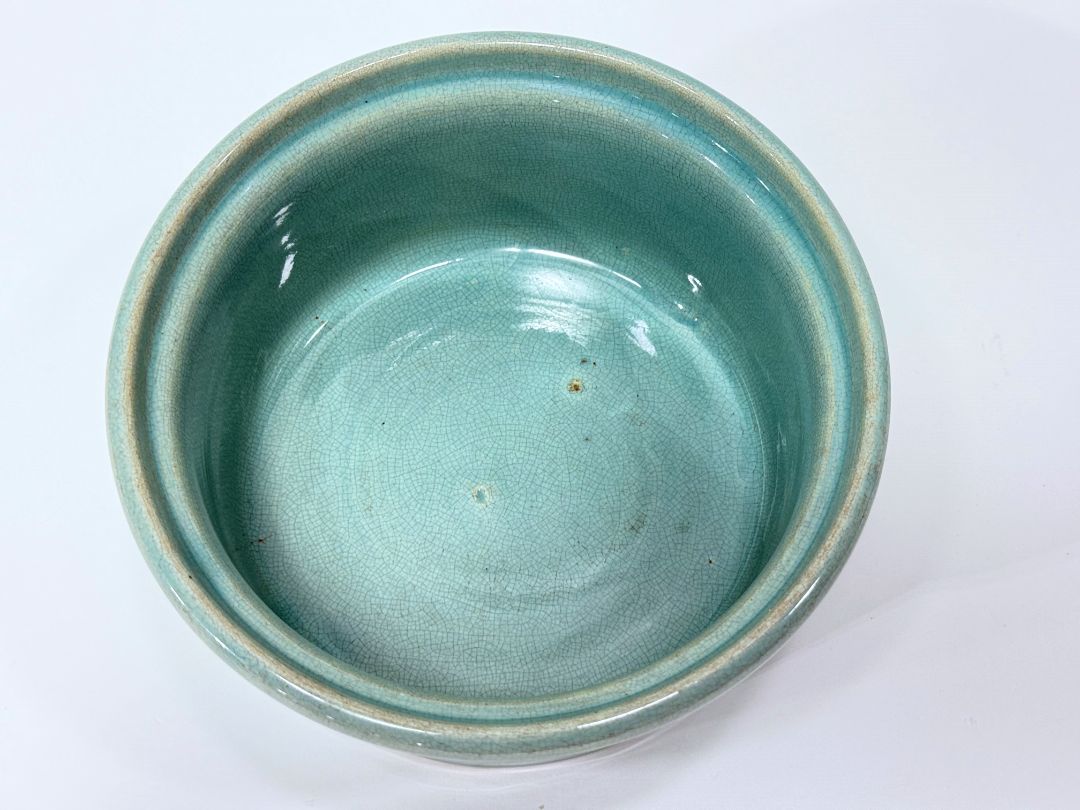 Weller Pottery Bowl – Aqua Crackle Glaze, 7" x 3.25"
