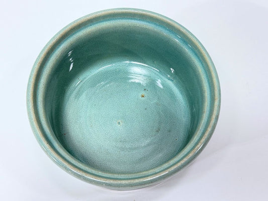 Weller Pottery Bowl – Aqua Crackle Glaze, 7" x 3.25"