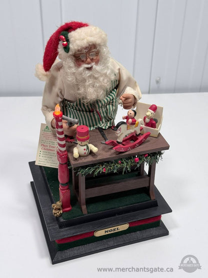 1995 Holiday Creations Animated Santa Workshop Noel Figure Music Light 12"
