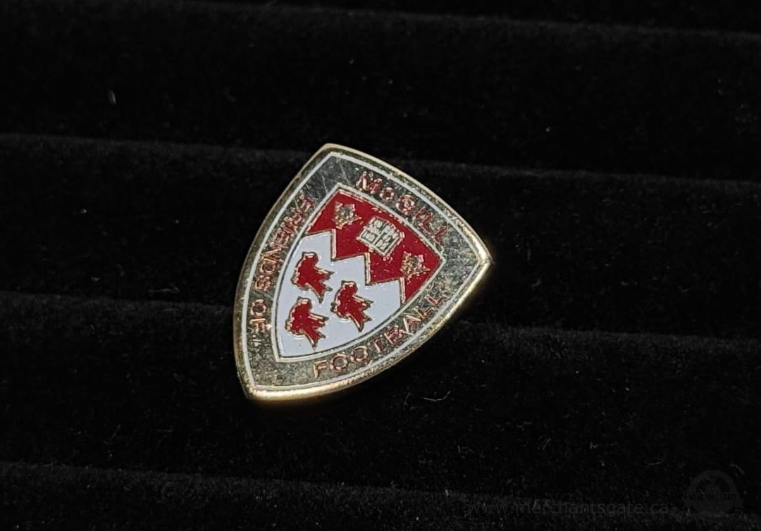 New! McGill University Football Crest Pin Vintage Red White Enamel Lapel Pin