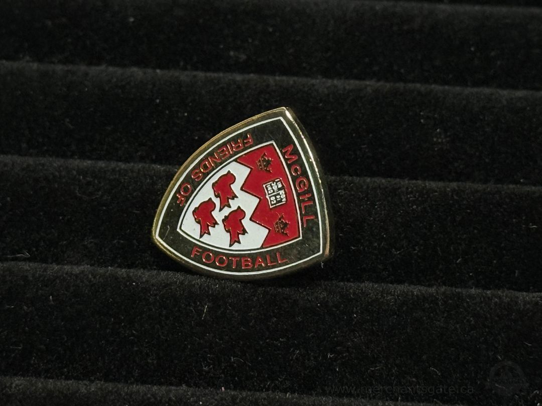 New! McGill University Football Crest Pin Vintage Red White Enamel Lapel Pin