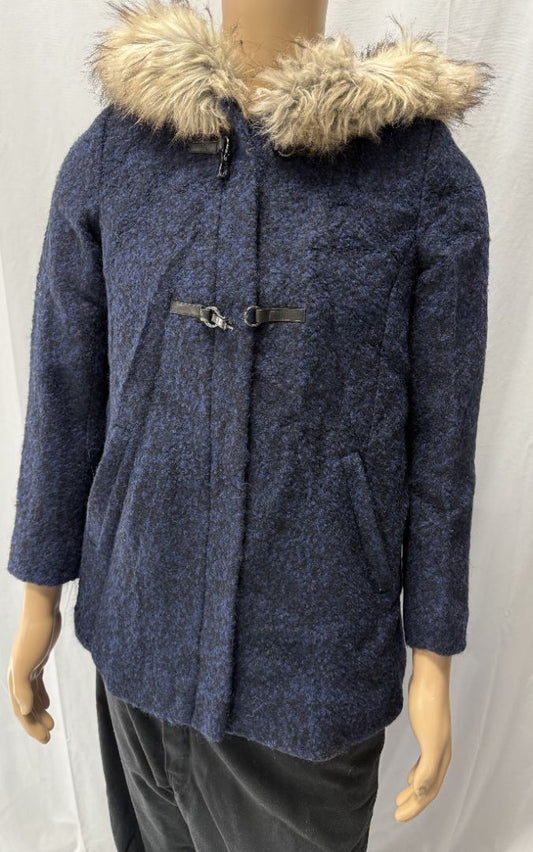 Women’s NOVELTI Faux Fur Wool-Blend Hooded Coat - Size 12