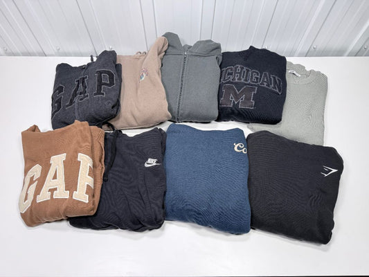 Men’s 9 pcs Hoodie & Sweatshirt Lot Medium Nike GAP Zara Gymshark Michigan