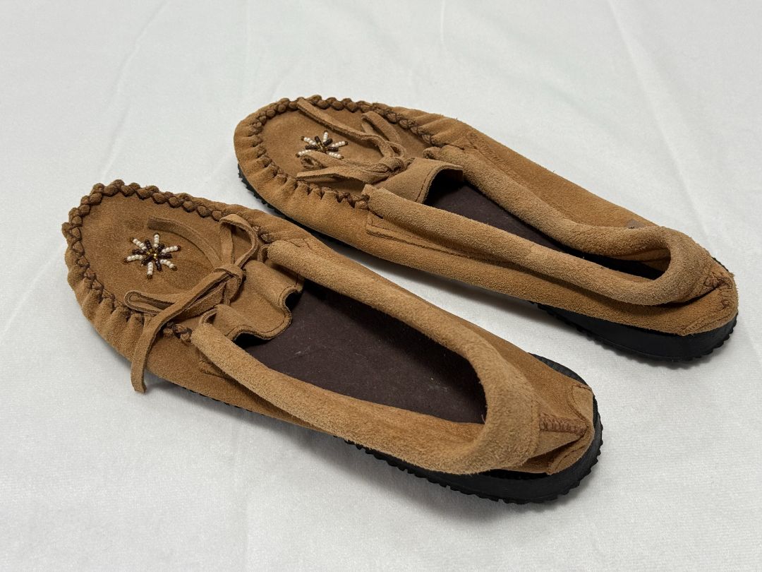 Genuine Leather Beaded Moccasins – Size 7-ish