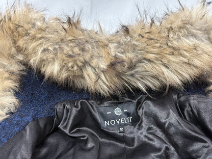 Women’s NOVELTI Faux Fur Wool-Blend Hooded Coat - Size 12