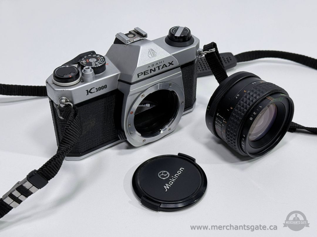 Asahi Pentax K1000 35mm Film Camera w/ Makinon 55mm f/2.8 Lens K Mount