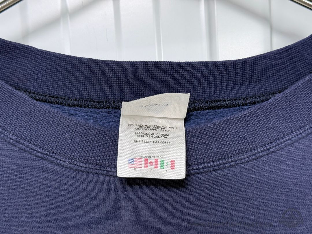 Adidas Crewneck Sweatshirt Made in Canada Size Large Blue Vintage Style