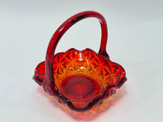 Amberina Pressed Glass Basket – 6.5"