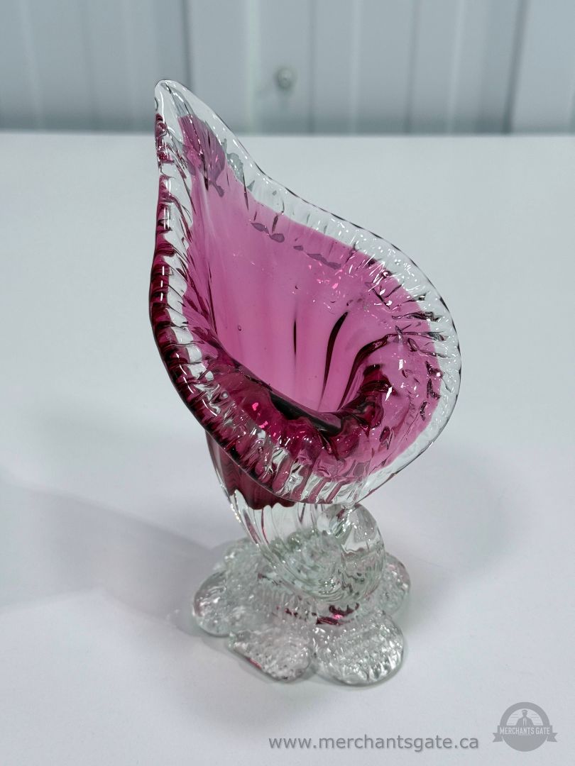 Vintage Cranberry Glass Jack in the Pulpit Vase Art Glass 7" Tall