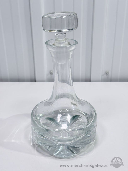 Krosno Glass Decanter with Stopper Heavy Base Clear Crystal Style Barware
