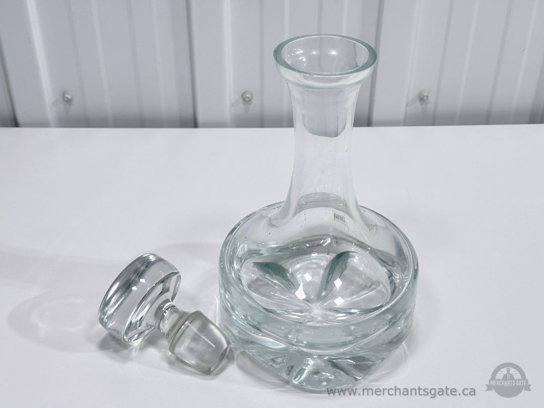 Krosno Glass Decanter with Stopper Heavy Base Clear Crystal Style Barware