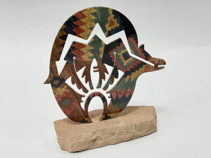 Sedona Coyote Art Sculpture on Sandstone Base