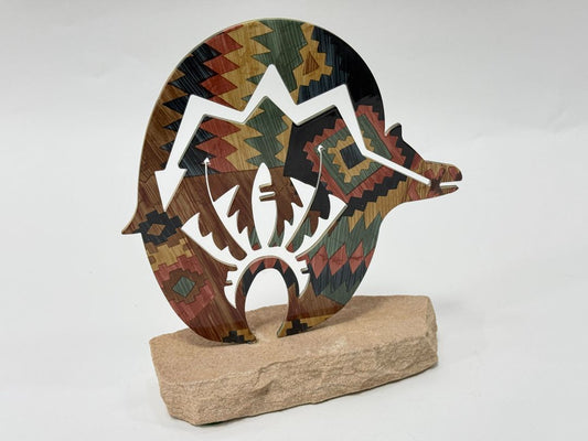 Sedona Coyote Art Sculpture on Sandstone Base