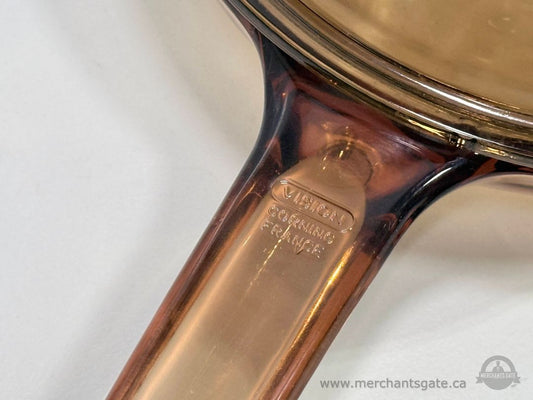 Vintage Pyrex Vision Corning Amber Glass Saucepan Skillet w Lid 7" USA