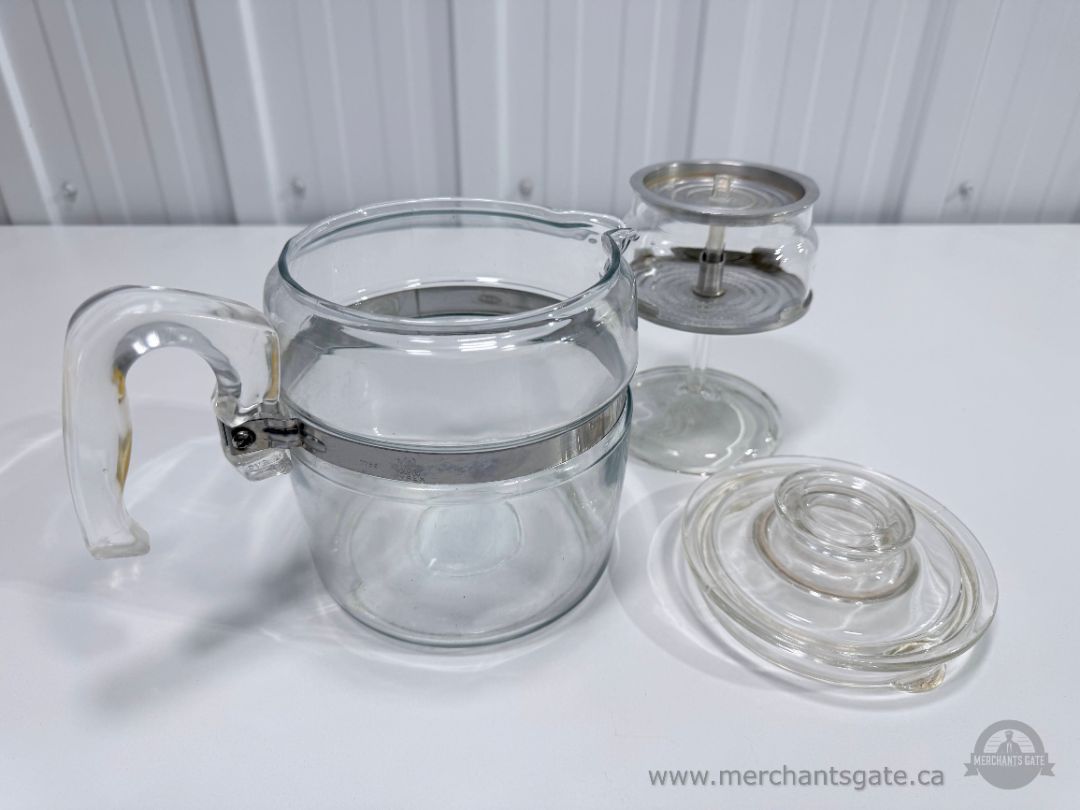 Vintage Pyrex Flameware 7756 Glass Coffee Percolator Complete 6 Cup USA