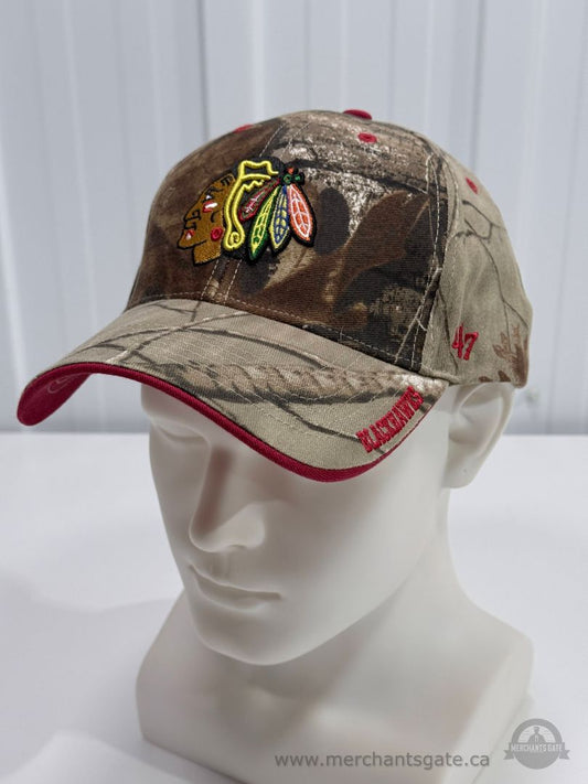 Chicago Blackhawks Camo Baseball Cap 47 Brand Adjustable Strap NHL Hat
