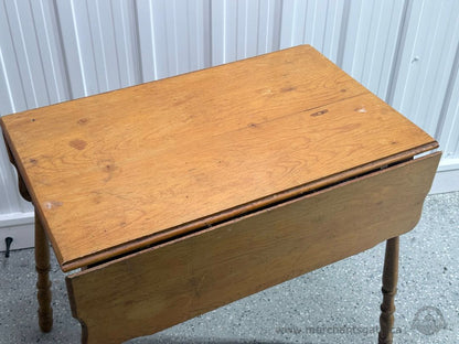 Antique Solid Wood Drop Leaf Table | Gateleg Style | Compact Folding Table