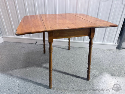 Antique Solid Wood Drop Leaf Table | Gateleg Style | Compact Folding Table