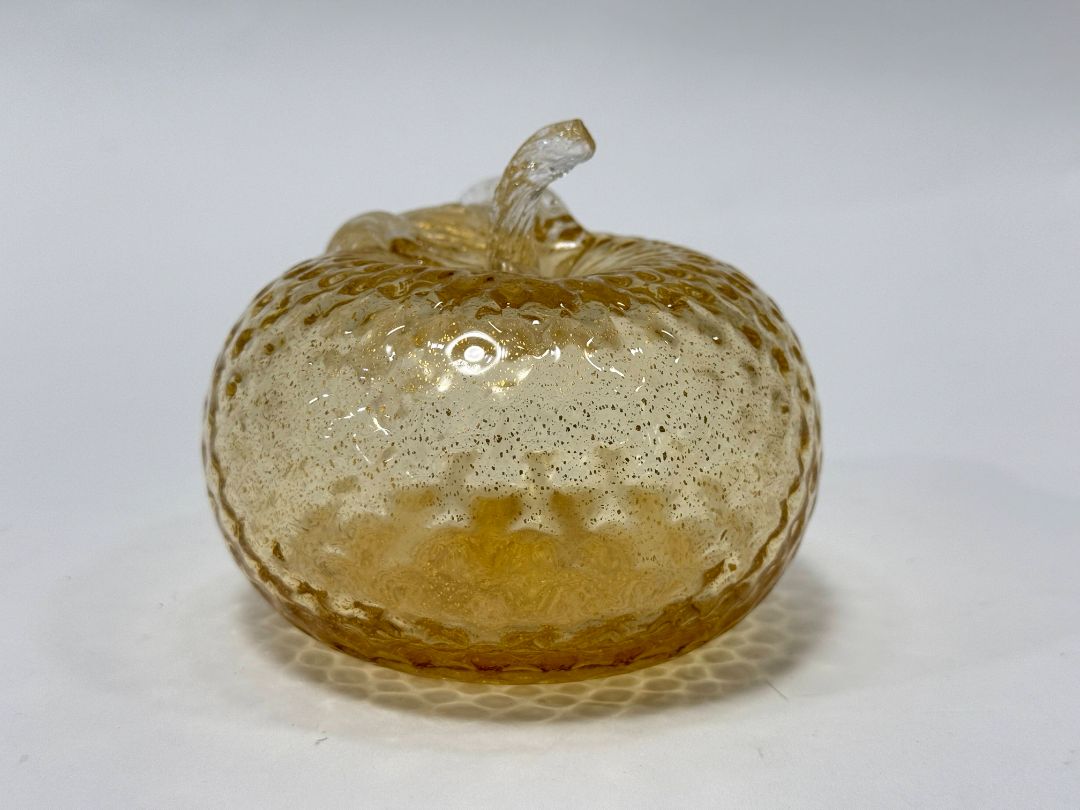 Murano-Style Art Glass Apple – Gold Speckled, 3.5” Wide