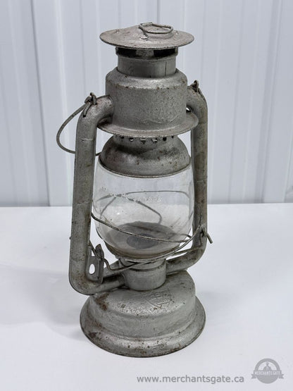 Vintage Metal Kerosene Lantern Oil Lamp Made in Canada Clear Glass Globe 15"