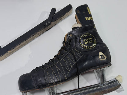 Vintage Daoust Canada Mens Size 10 Hockey Skates Leather Boots Tube Blades Guards