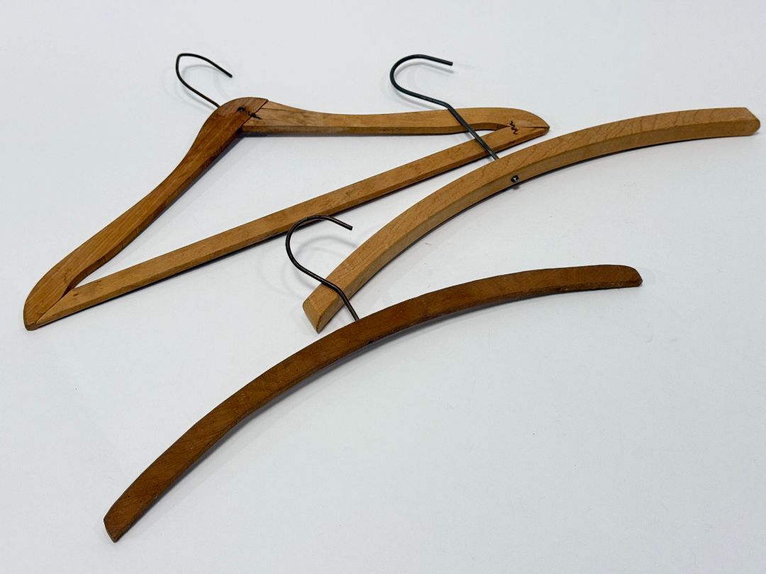 Lot of 3 Antique Wooden Clothing Hangers