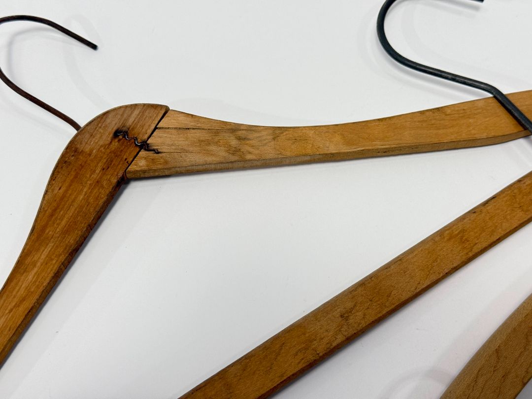 Lot of 3 Antique Wooden Clothing Hangers