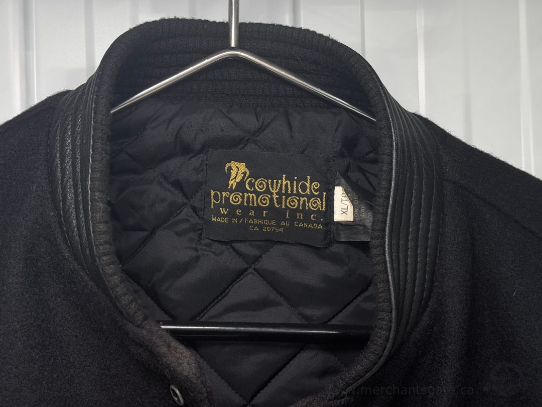Vintage 90s President’s Choice Insider’s Report Leather Wool Varsity Jacket XL