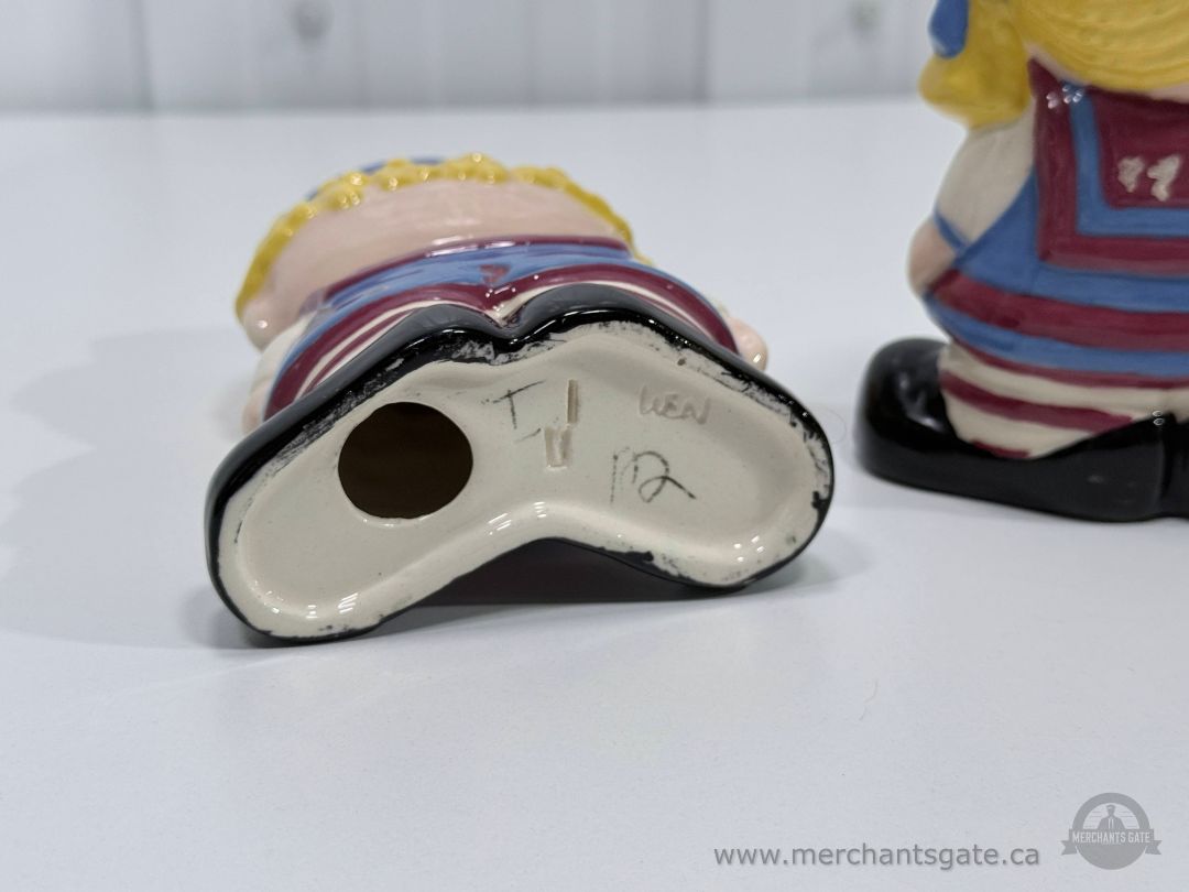 Vintage Raggedy Ann and Andy Ceramic Figurines Hand Painted Set