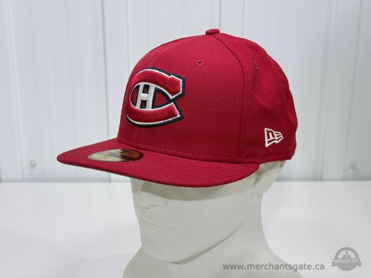 Montreal Canadiens New Era 59Fifty Fitted Hat Red NHL Hockey Cap Size 7 3/8