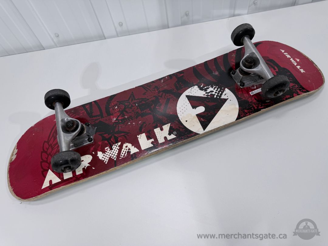 Airwalk Skateboard Complete Deck with Trucks Wheels Bearings Red Graphic