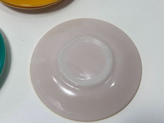 Set of 8 Vintage Fiesta-Style Saucers – Multicolour Madness