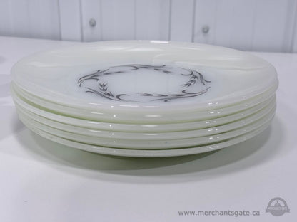 Anchor Hocking Fire King Swirl Pattern Milk Glass Cups and Plates Set 11 Pc
