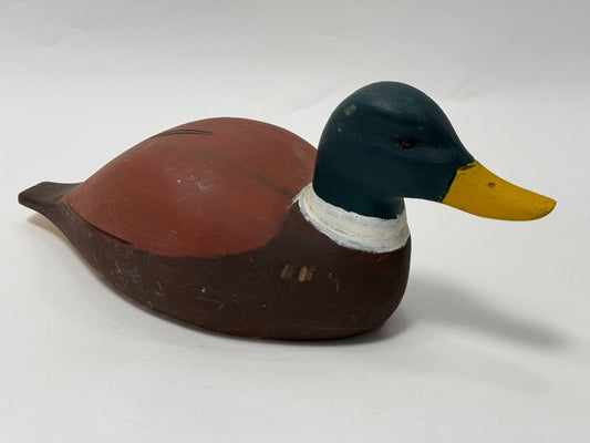 Large Vintage Solid Wood Mallard Duck Decoy – Handcrafted