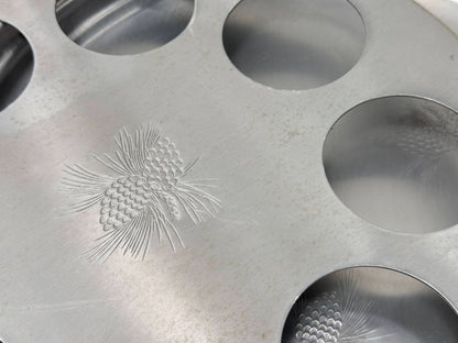 Vintage Silver Rim Pinecone Glasses with Rotating Tray (Set of 8)