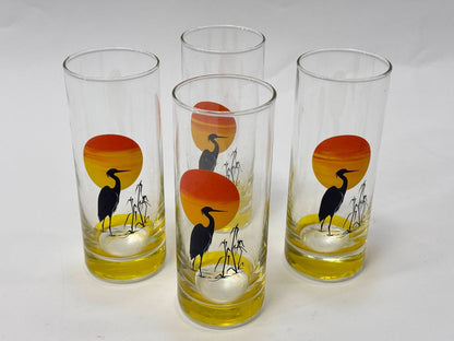Vintage Sunset Heron Glasses (Set of 4)