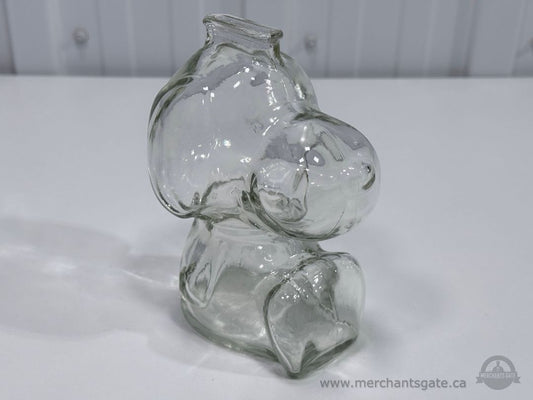 Vintage Snoopy Glass Money Bank Peanuts Character Clear Glass 6" Tall