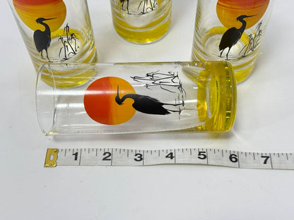 Vintage Sunset Heron Glasses (Set of 4)