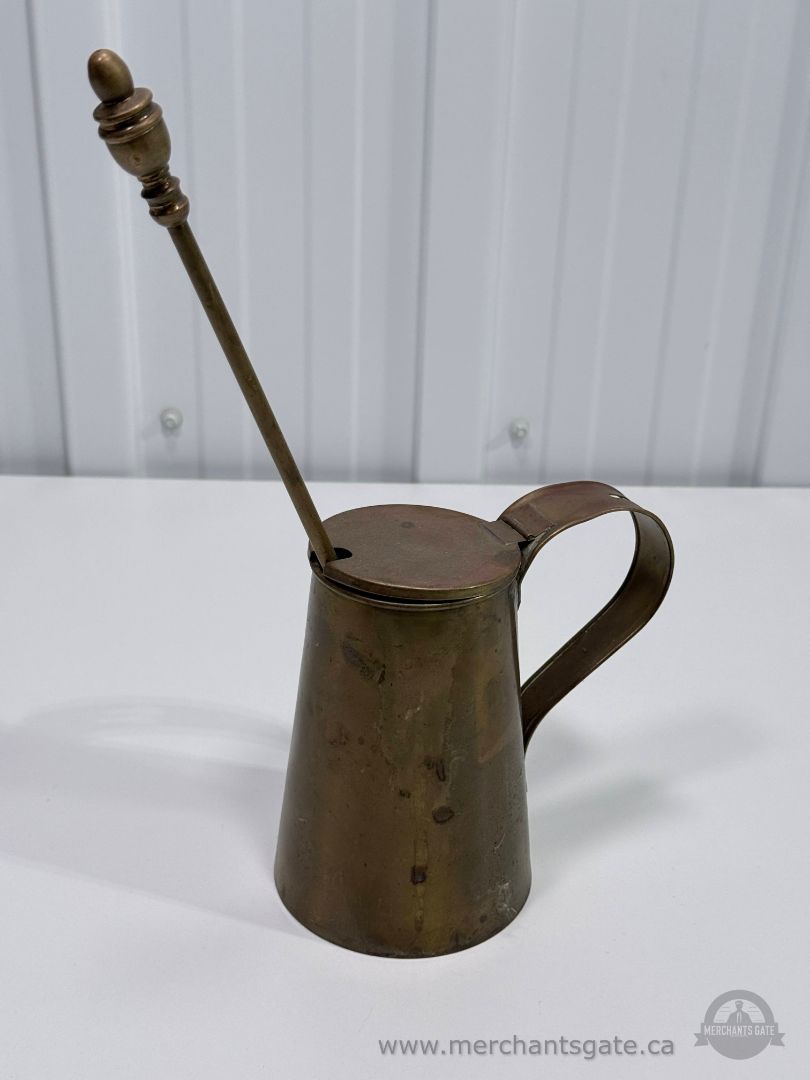 Vintage Brass Smudge Pot with Pumice Stone Wand 13" Wand 5.5" Pot