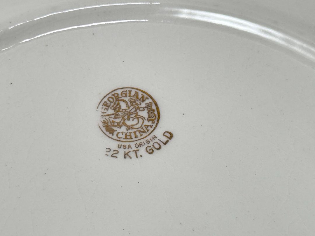 Georgian China Cardinal Cup & Snack Plate Set – 22K Gold Trim