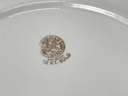Vintage Georgian China Rose-Breasted Grosbeak Snack Plate & Teacup Set – 22K Gold USA