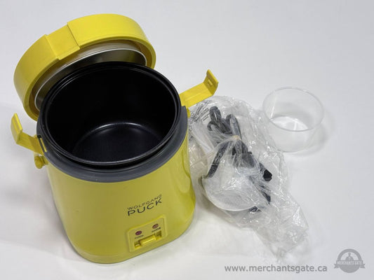 Wolfgang Puck Mini Rice Cooker Yellow with Accessories Measuring Cup Spoon