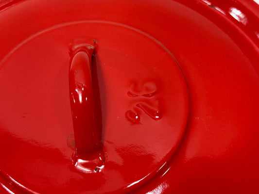 Vintage Red Enamel Cooking Pot 26cm – Made in Yugoslavia