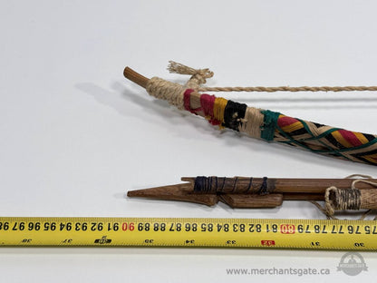 Primitive Wooden Bow and Arrow Set Handmade Tribal Style Decor ~35"