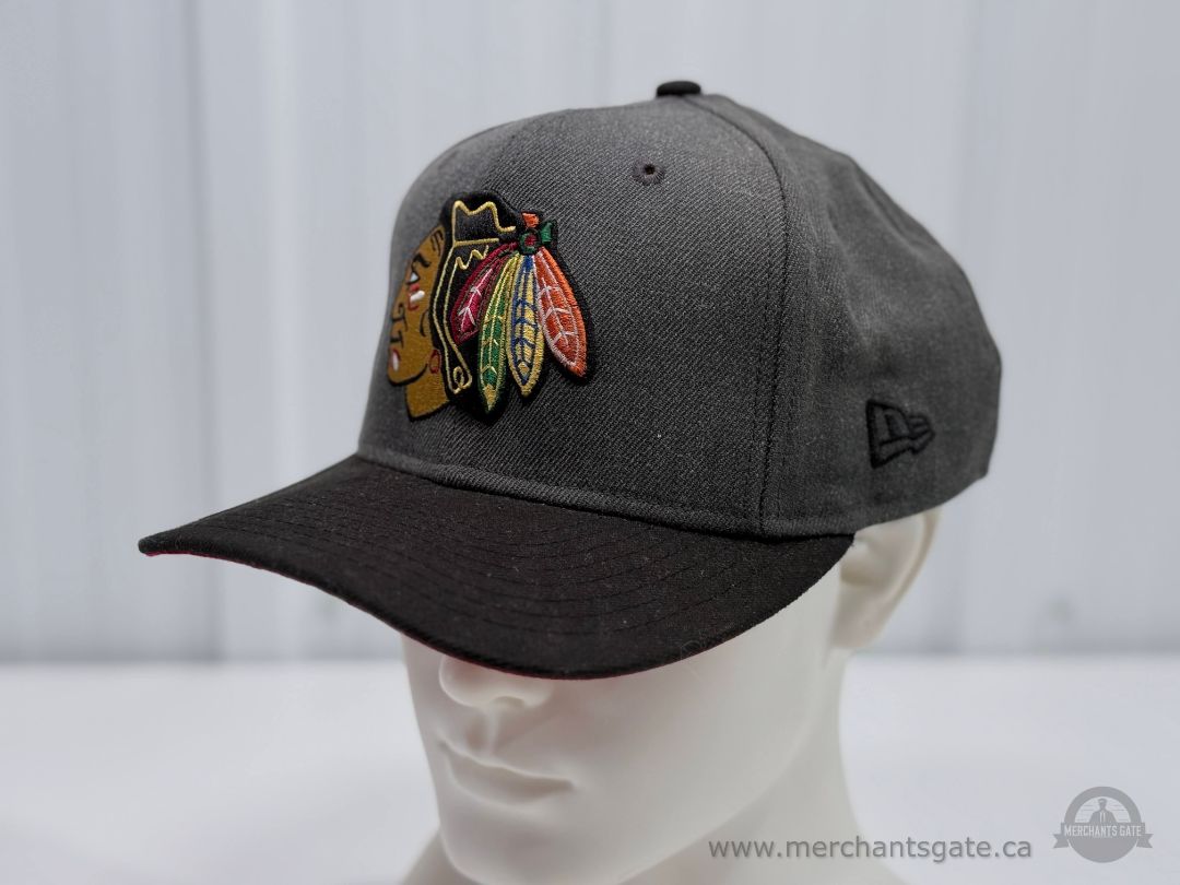 Chicago Blackhawks New Era 9FIFTY Snapback Hat NHL Black Grey Adjustable Cap